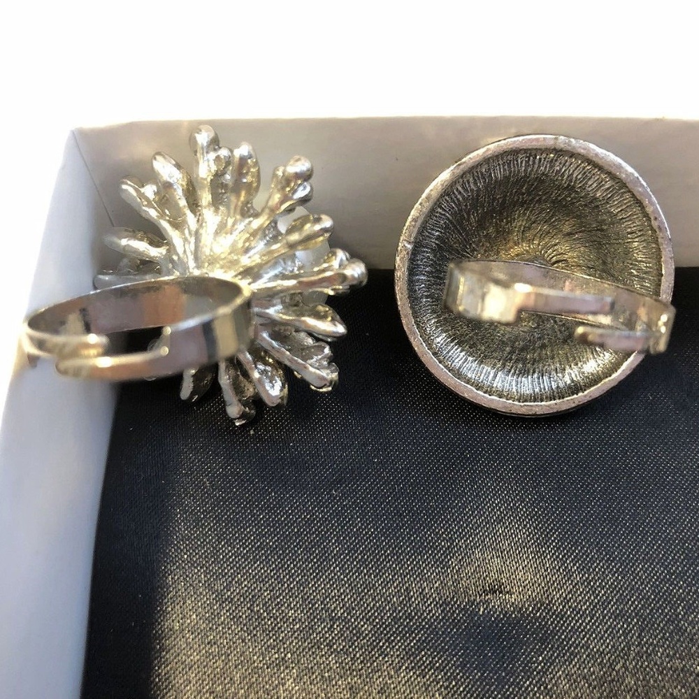 Silver Tone Oversized Adjustable Rings Set 2 Bund… - image 7